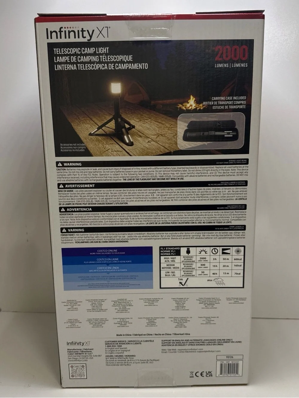NFINITY Black and Silver Telescopic Camp Light - 2000 Lumens